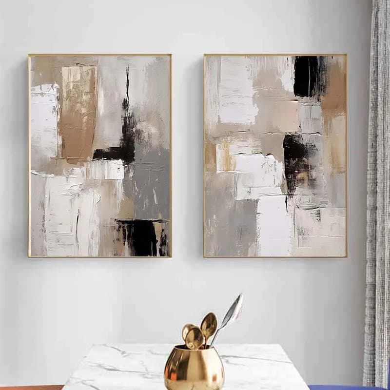 Abstract Neutral Canvas Wall Art Print for Airbnb Decor