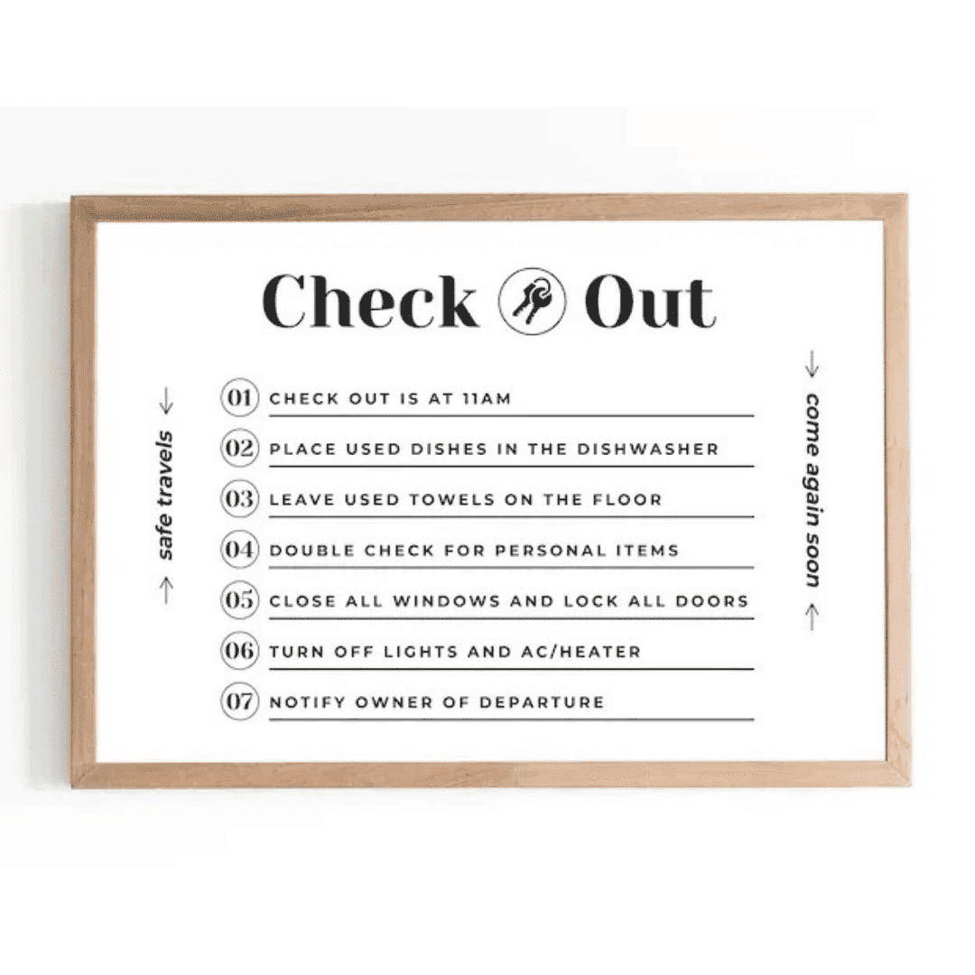 Airbnb Check-Out Sign Template for Seamless Departures