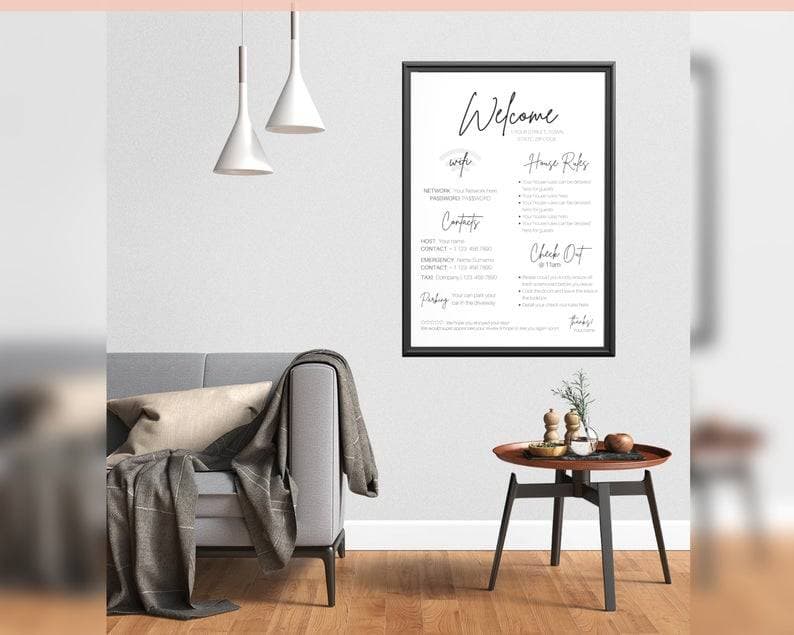 Airbnb Welcome Sign Template for STR Hosts