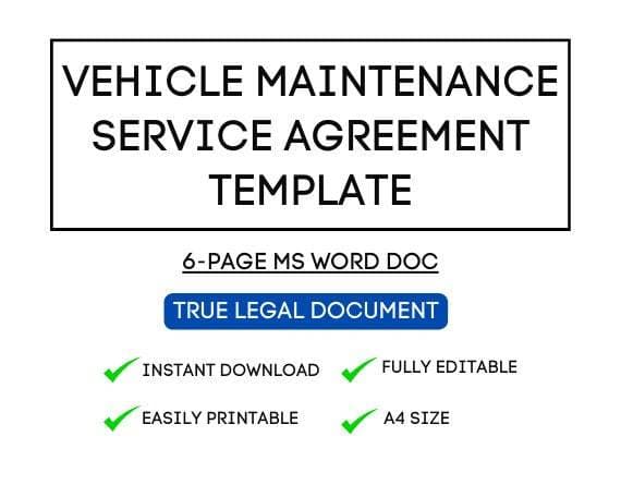 Vehicle Maintenance Agreement Template for Airbnb Hosts