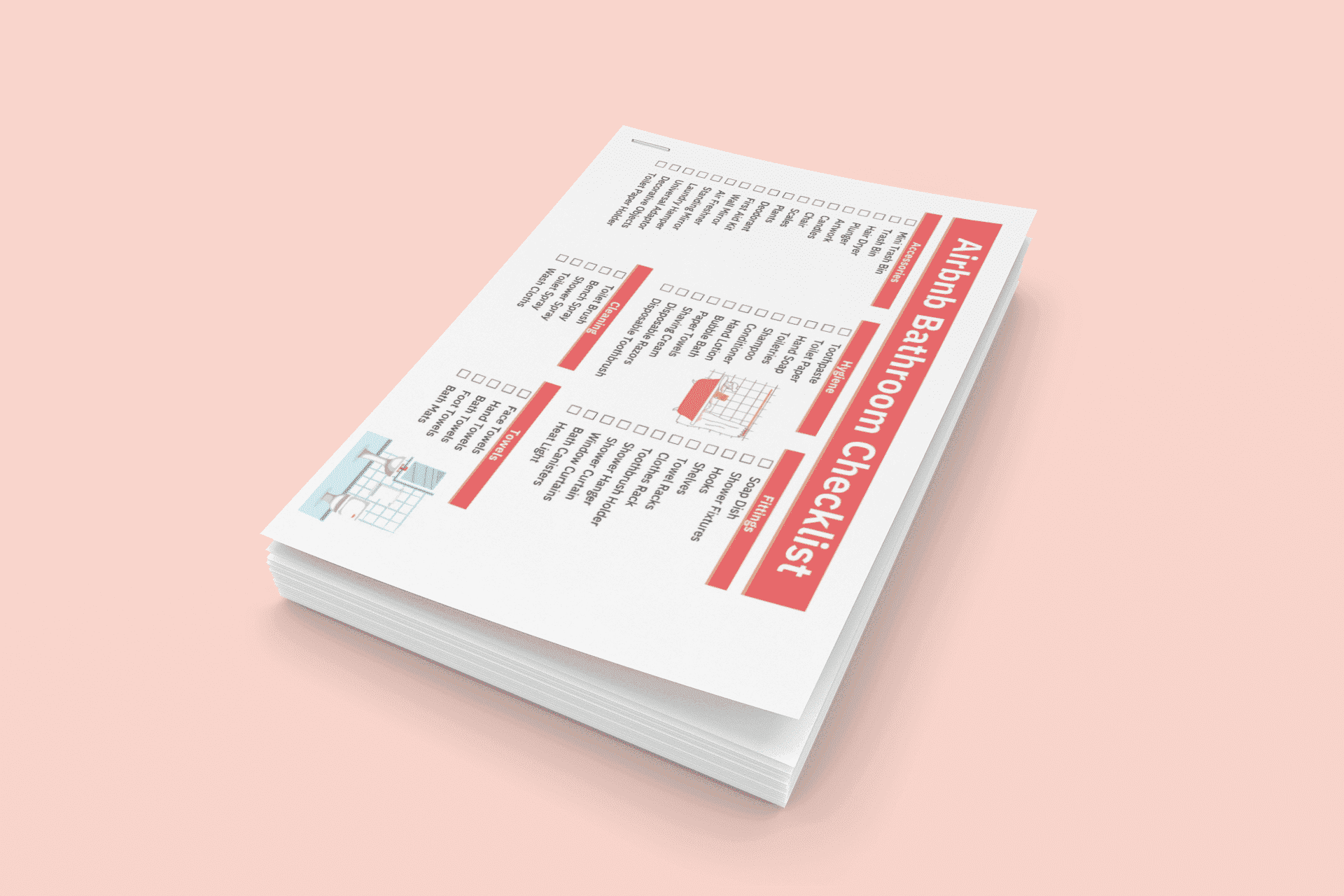 Airbnb Amenities Checklist Bundle: Kitchen, Bathroom, Bedroom & Living Room