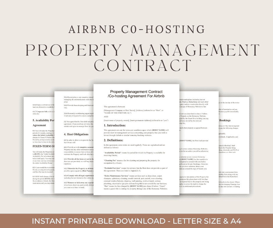 Airbnb Co-Host Starter Kit: Co-Hosting Agreement, Cleaner Contract, Checklists & 30 Guest Messages