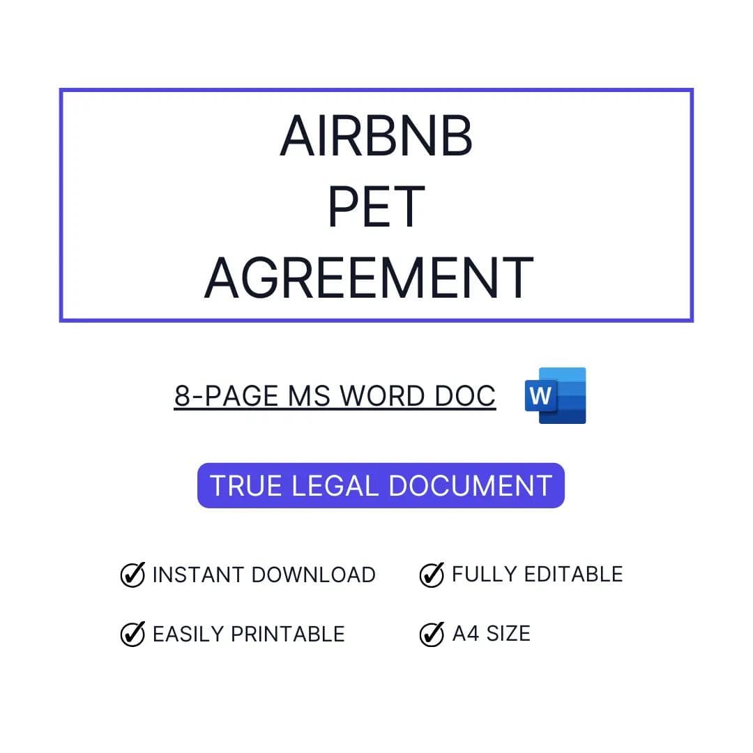 Vacation Rental Pet Policy Agreement Template for Airbnb & STR Hosts