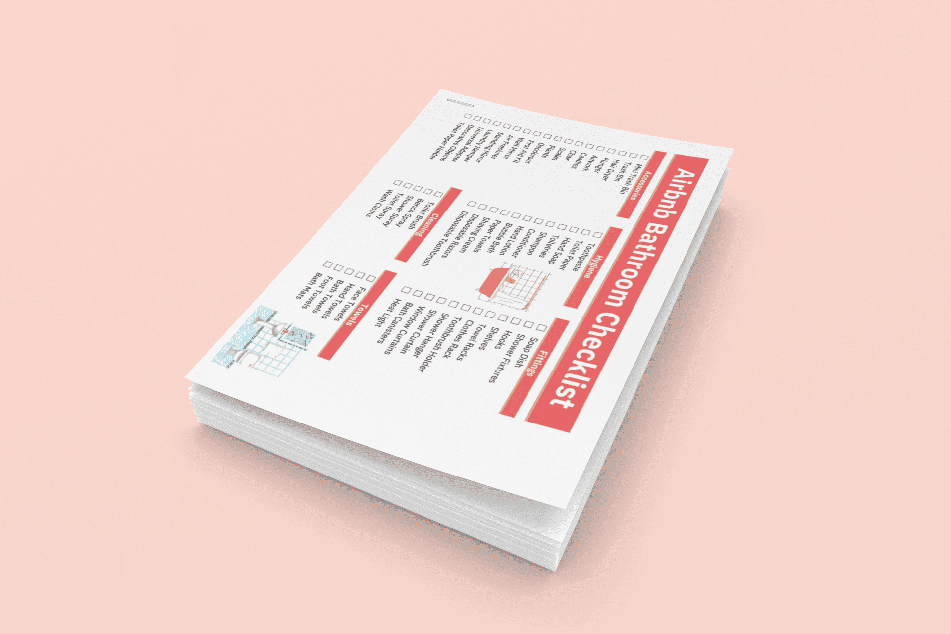 Airbnb Amenities Checklist Bundle: Kitchen, Bathroom, Bedroom & Living Room