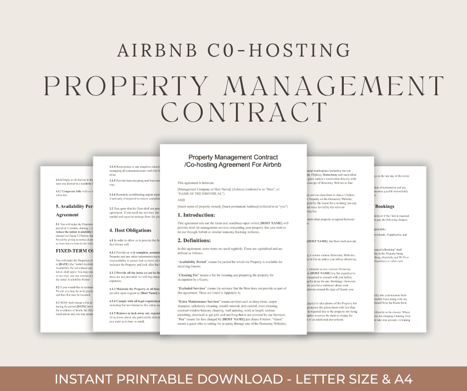 Airbnb Co-Host Starter Kit: Co-Hosting Agreement, Cleaner Contract, Checklists & 30 Guest Messages