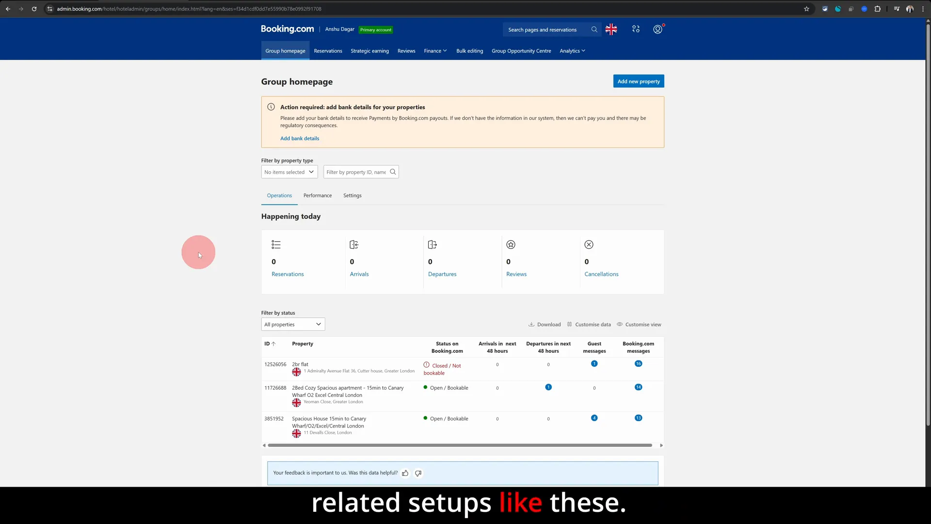 Booking.com extranet login page
