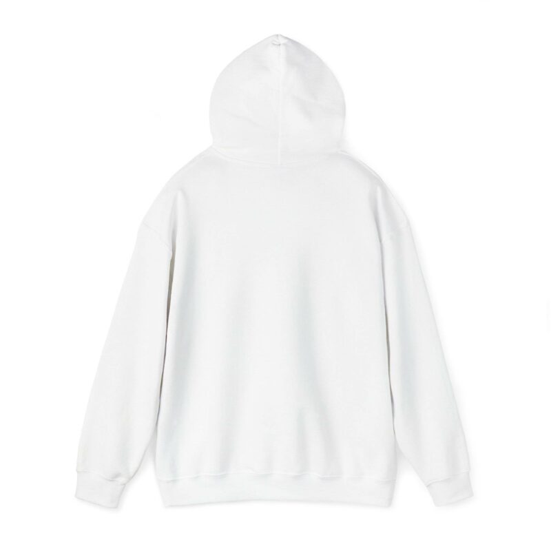 A view of the "I'm an Airbnb Superhost Unisex Heavy Blend Hooded Sweatshirt" from the back, highlighting its simple and clean design without any visible logos or patterns. The hoodie features a hood and long sleeves.