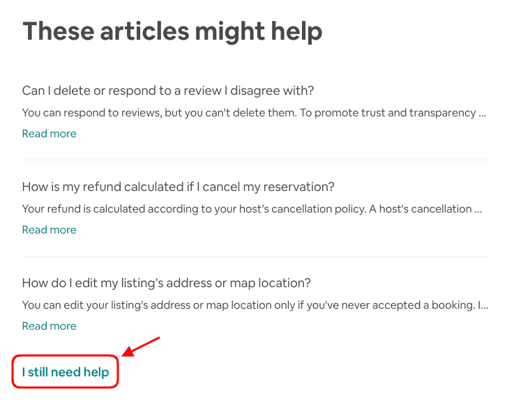 Airbnb Hosting A screenshot of Airbnb Hosting articles recommended to help.