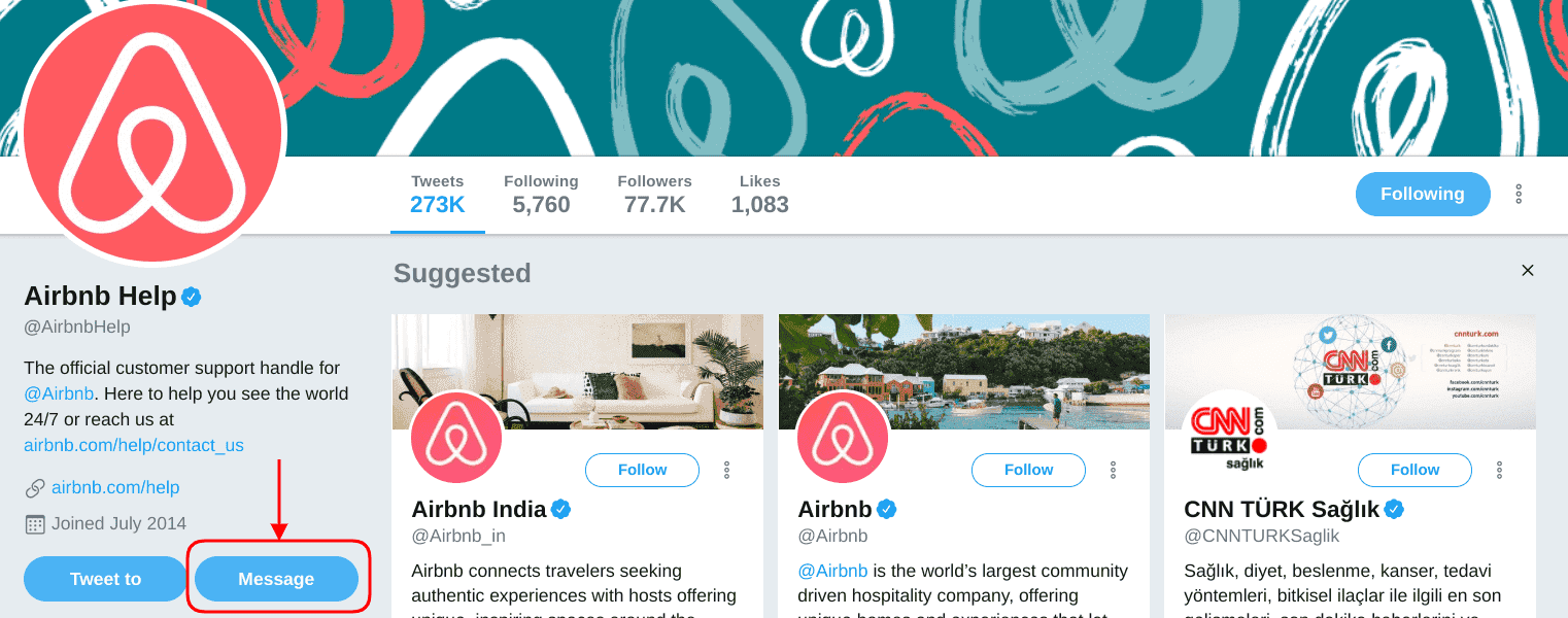 Airbnb Hosting A screenshot of Airbnb's twitter page showcasing their hosting services.