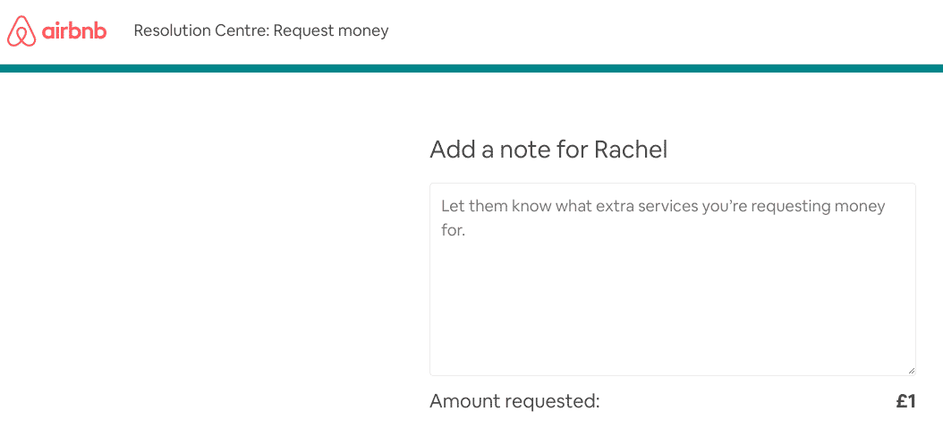 Airbnb Hosting A screenshot of the Airbnb Hosting note for Rachel page.