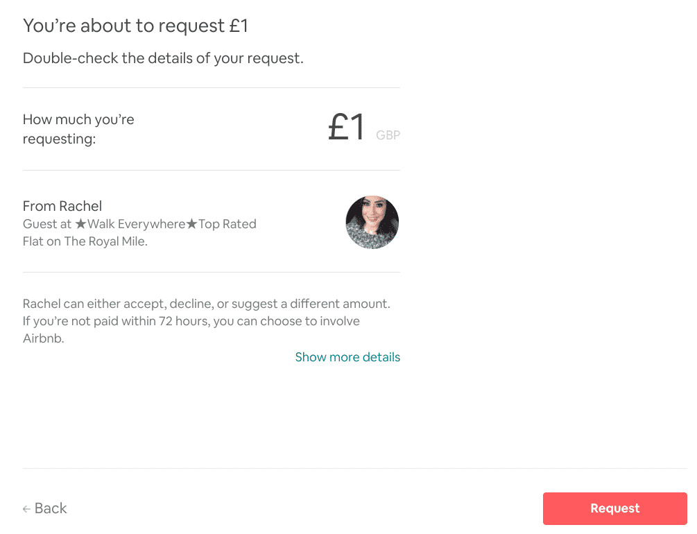 Airbnb Hosting A screenshot of an Airbnb hosting payment page on PayPal.