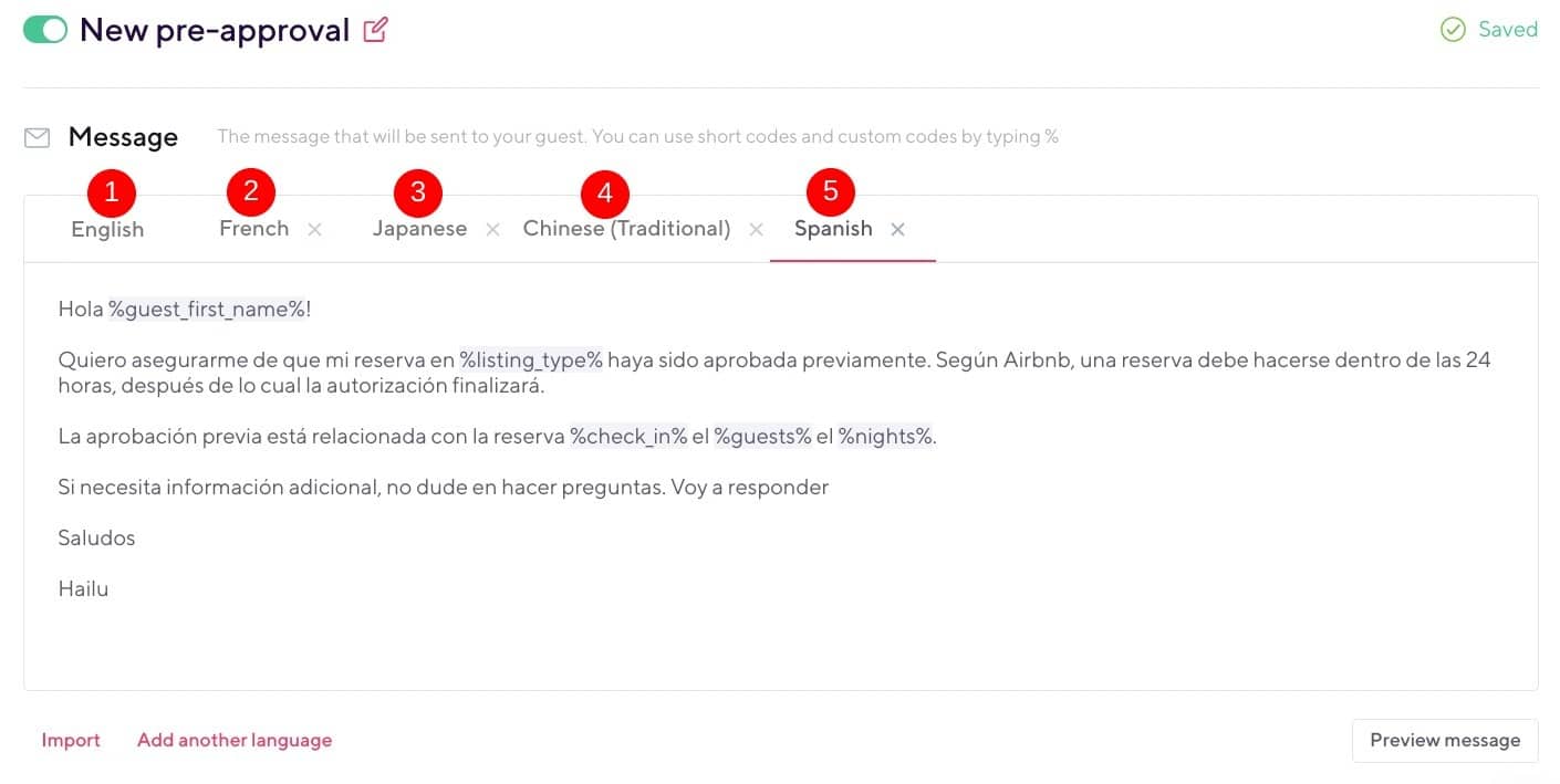 Multilingual AIrbnb messages
