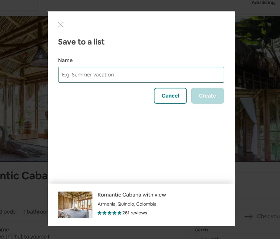 Choose the Wish List To Save AIrbnb Listing