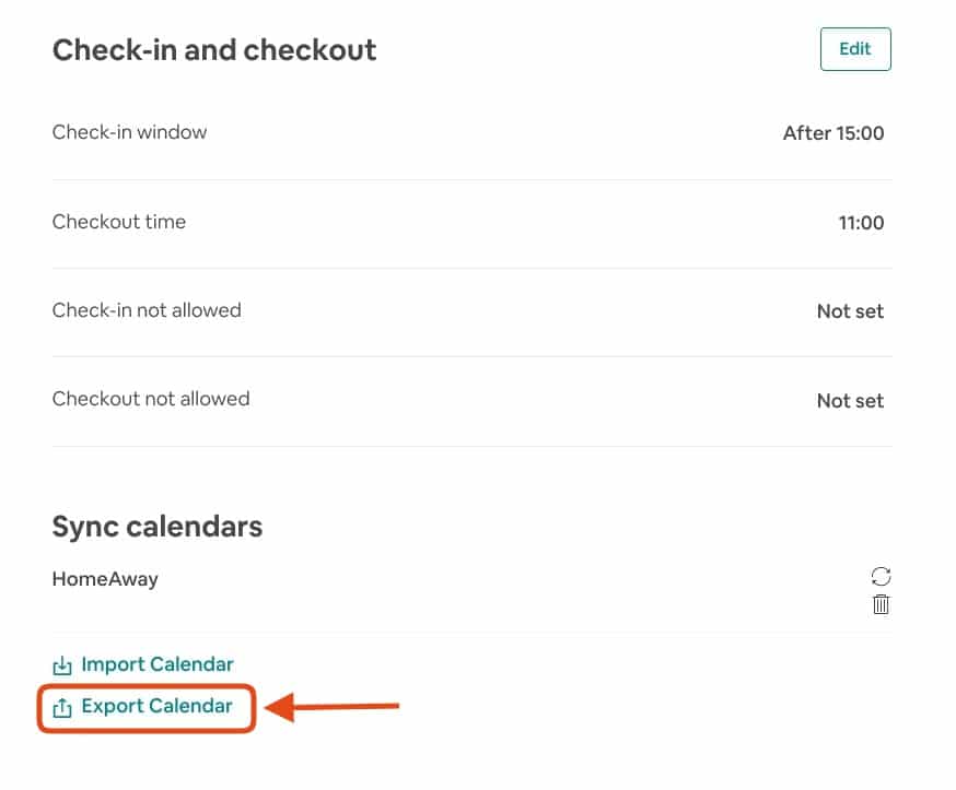 Airbnb Hosting The check-in and checkout option is highlighted on the Airbnb calendar page.