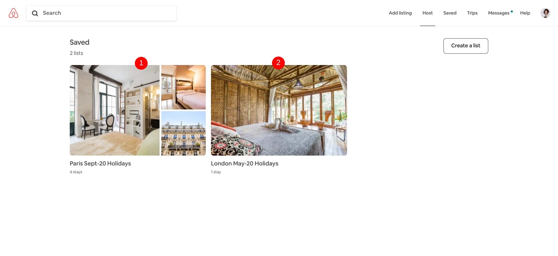 Manage your Airbnb wish list