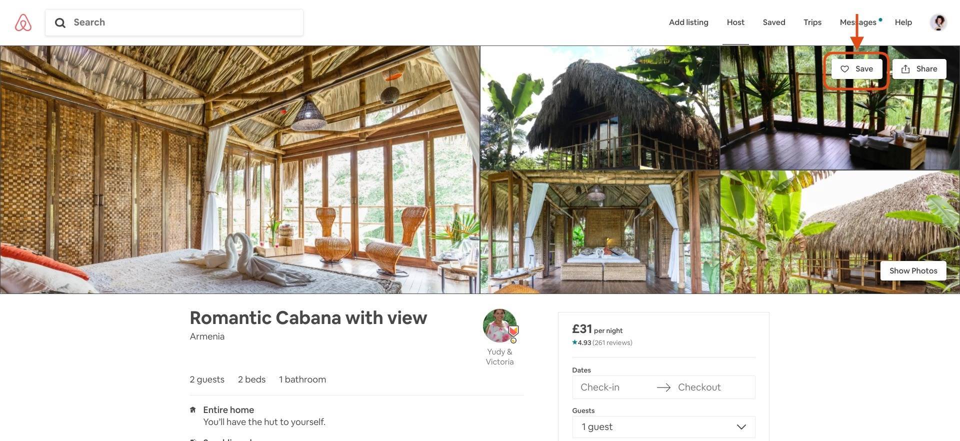 add a listing to AIrbnb wish list