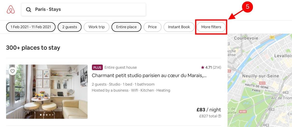 Choose More Filters in Airbnb