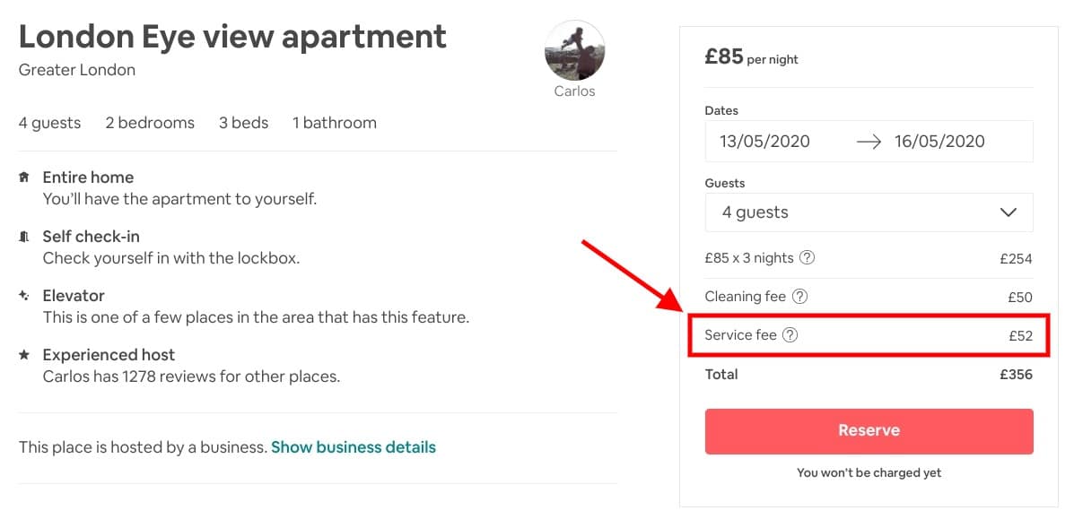 airbnb service fee for guests