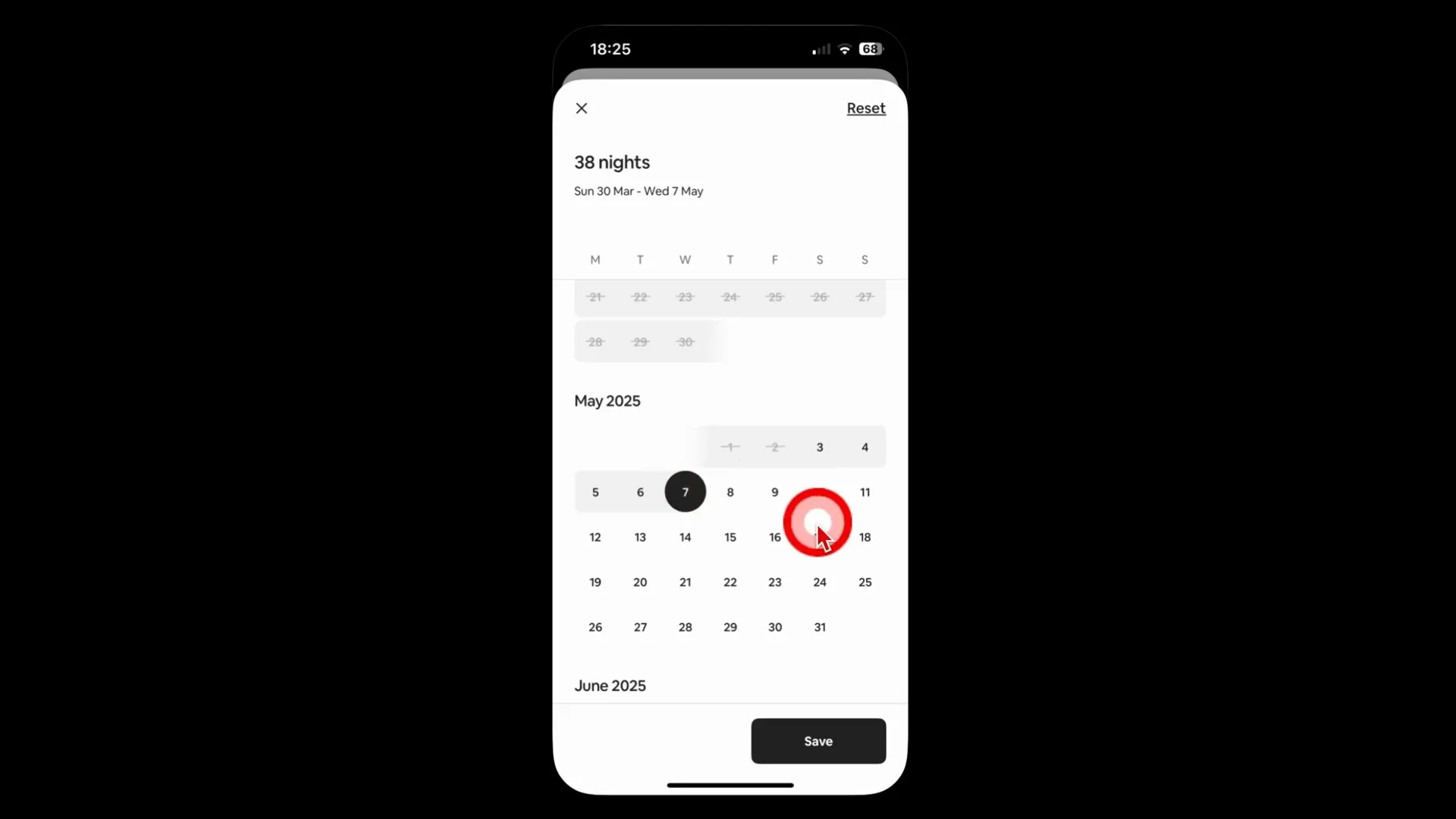 Changing the reservation dates in the Airbnb app