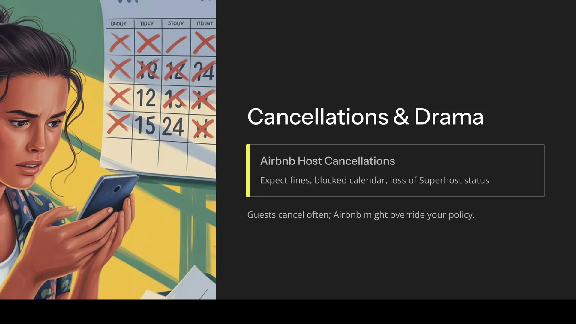Airbnb cancellation policy warning shown on host dashboard