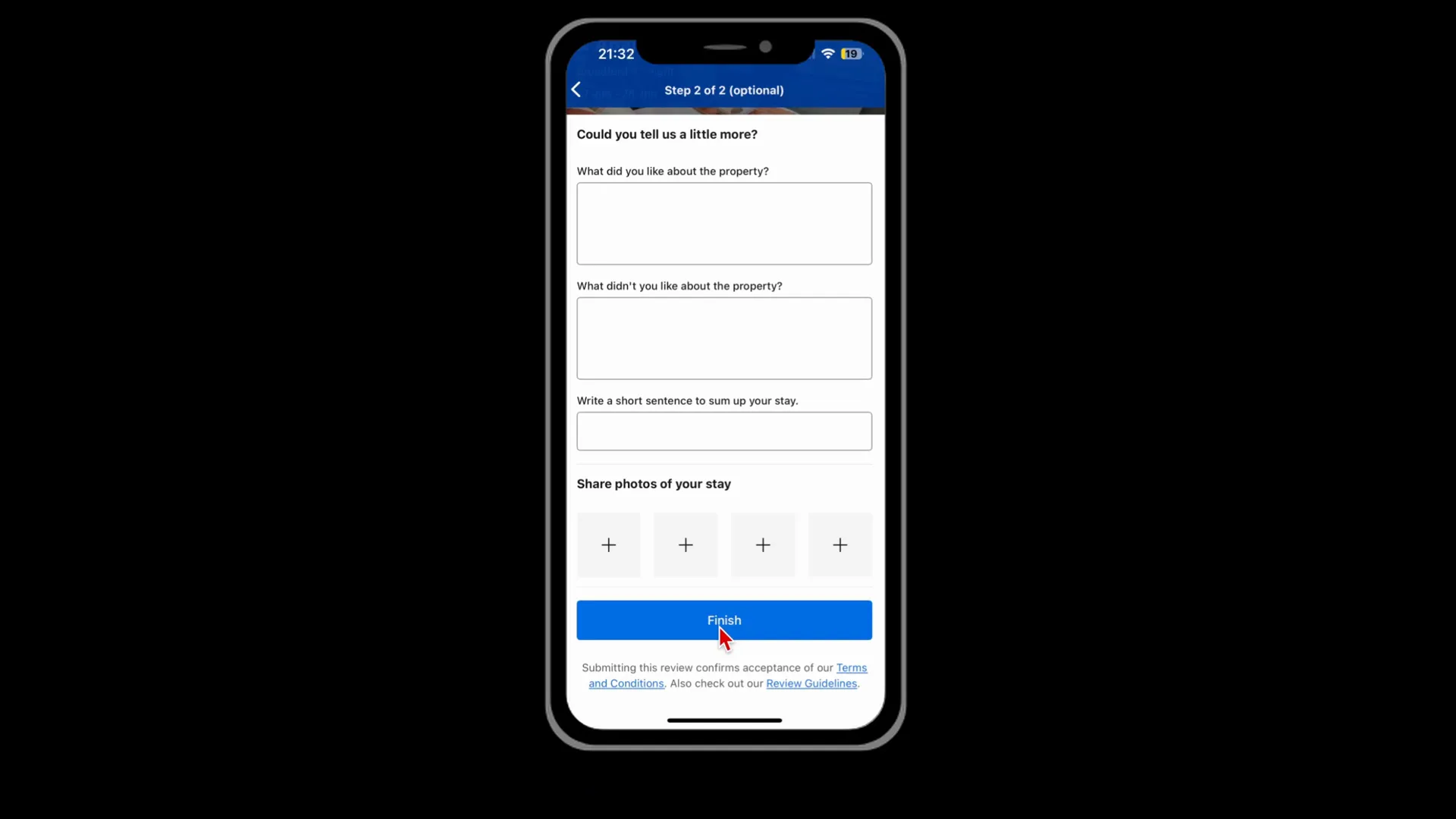 Booking.com review text box for written feedback