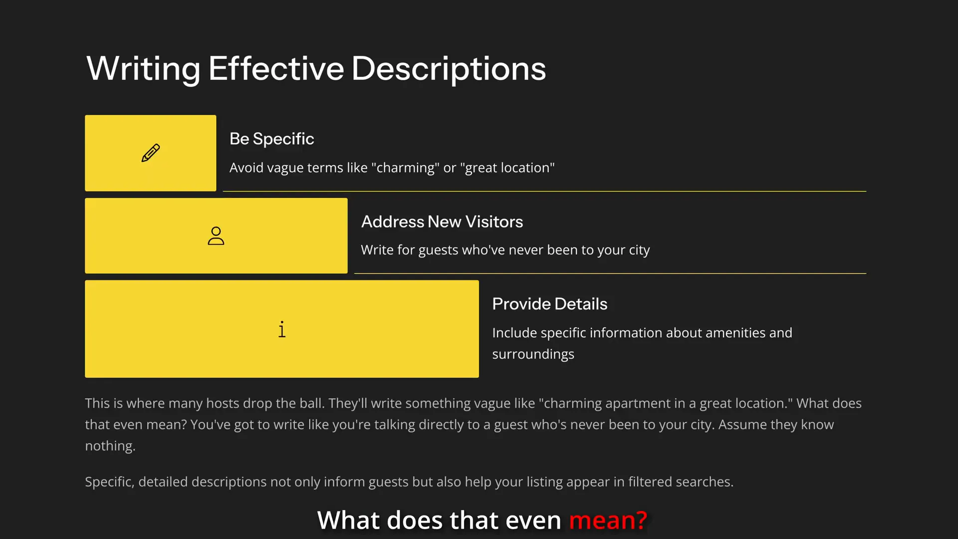 Booking.com listing description example