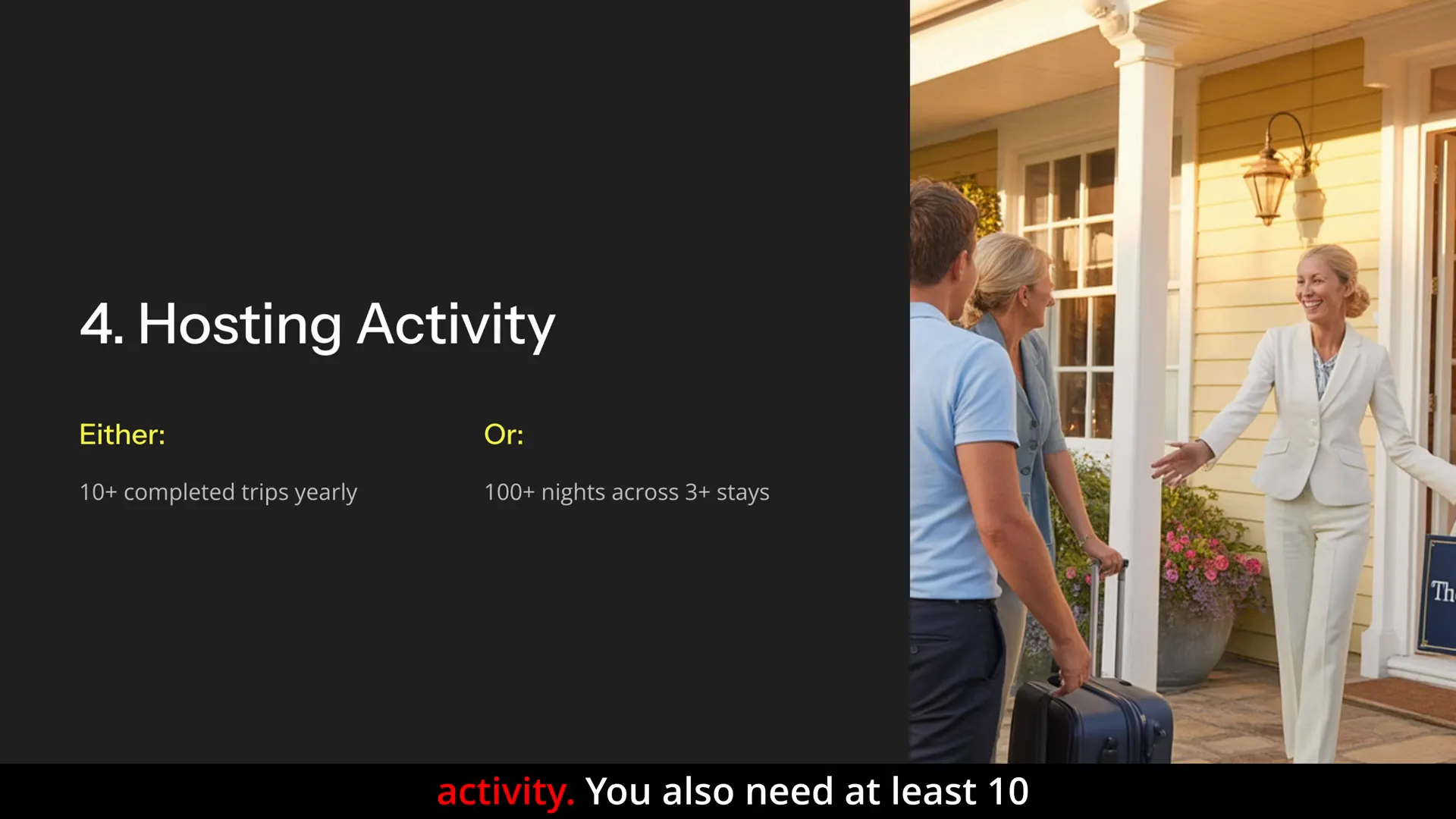 Airbnb hosting activity requirements for Superhost