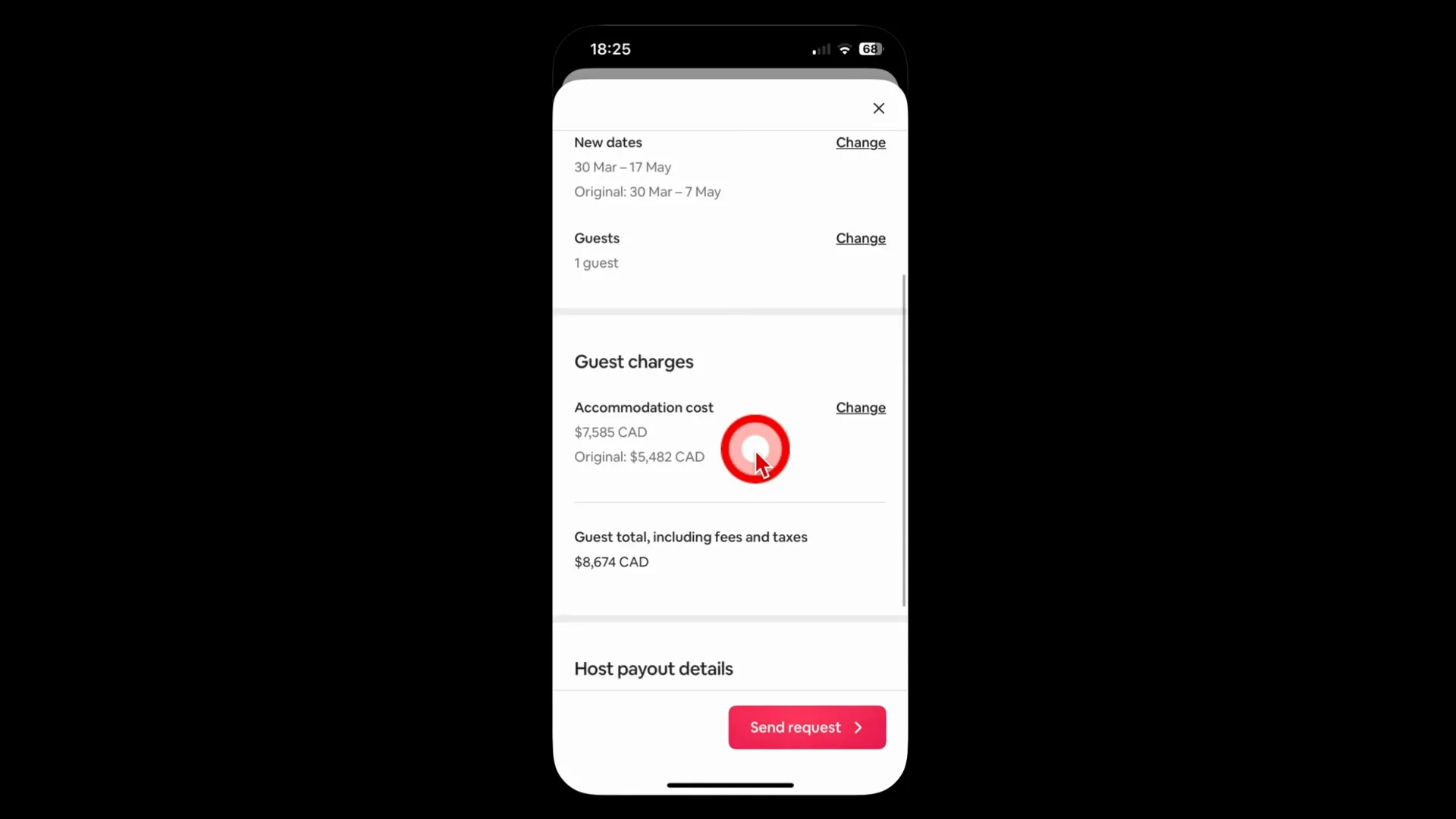 Reviewing pricing changes in the Airbnb app