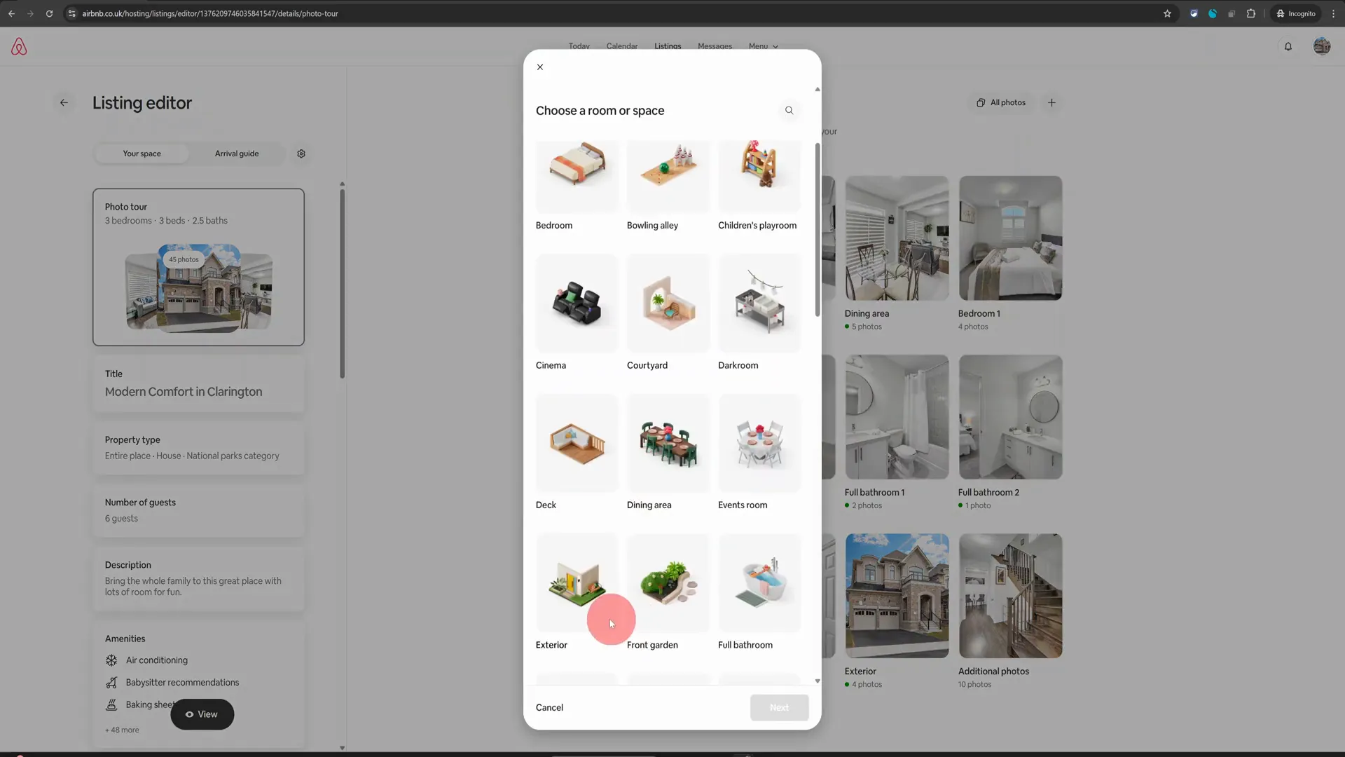 Plus icon for adding a room