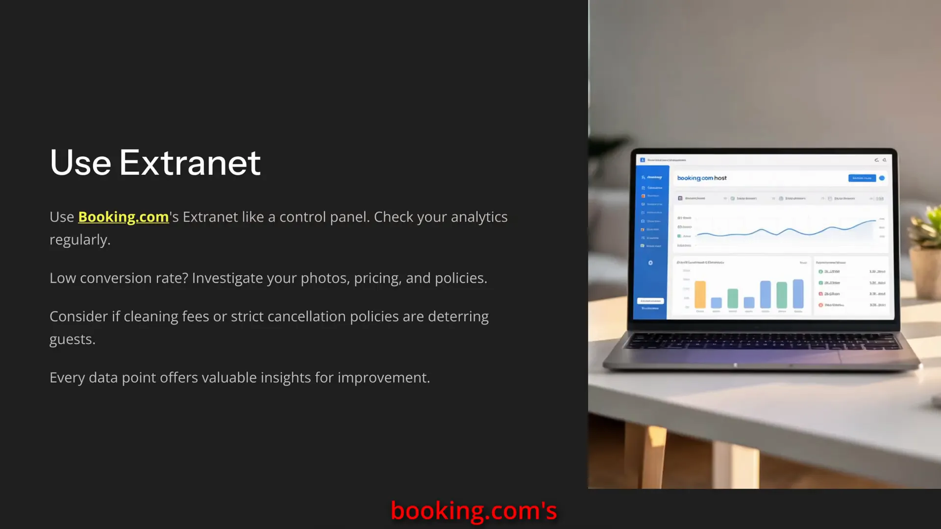 Booking.com extranet dashboard