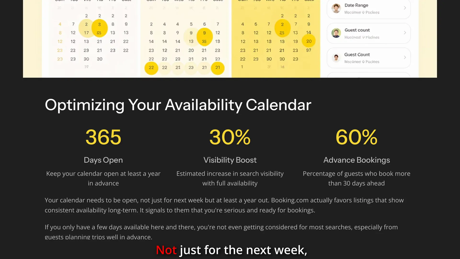Booking.com calendar with open availability