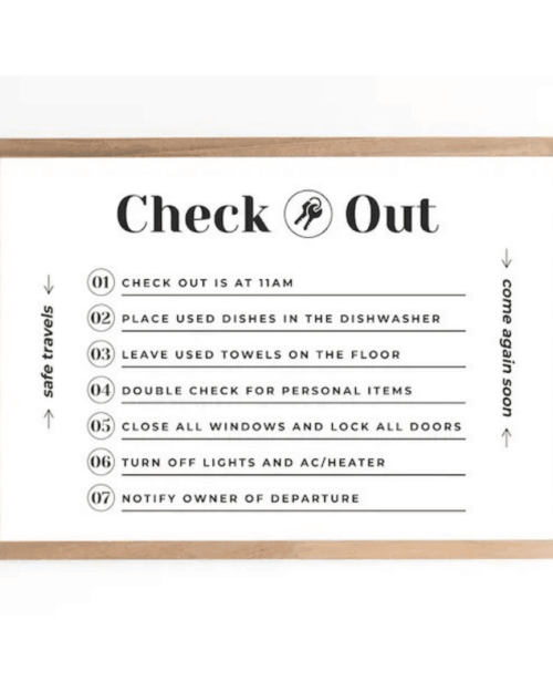 Airbnb Checkout Sign