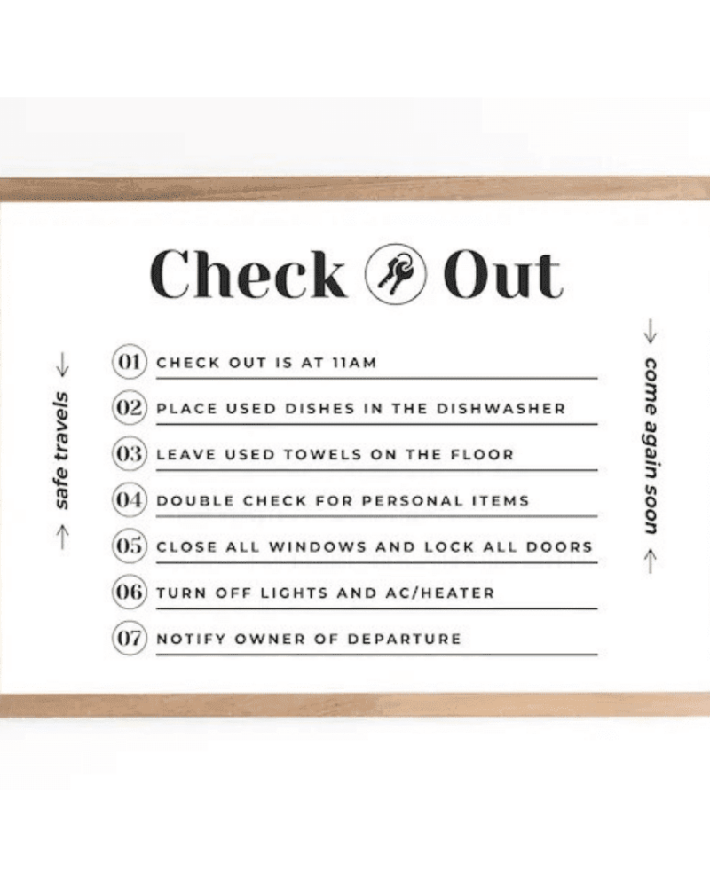 Airbnb Checkout Sign