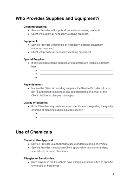 Airbnb Cleaning Contract Agreement Template