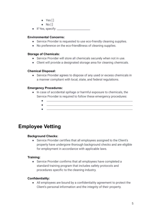 Airbnb Cleaning Contract Agreement Template