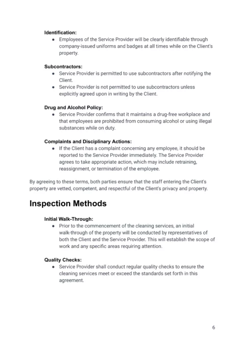 Airbnb Cleaning Contract Agreement Template