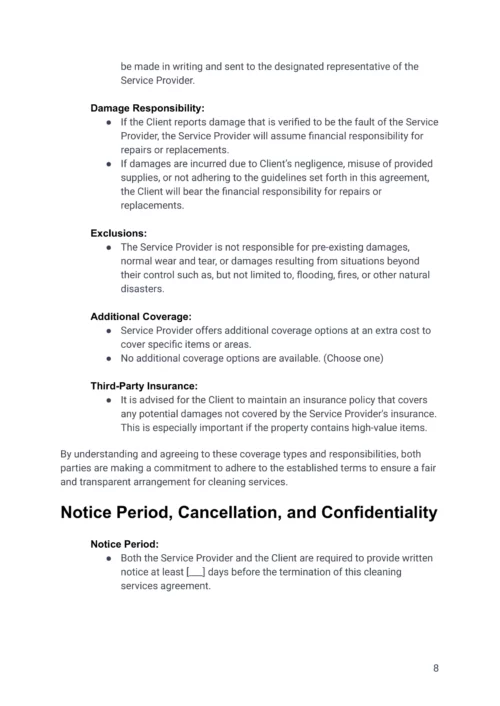 Airbnb Cleaning Contract Agreement Template