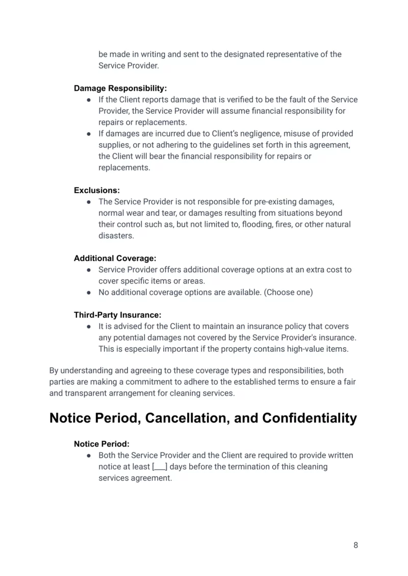 Airbnb Cleaning Contract Agreement Template
