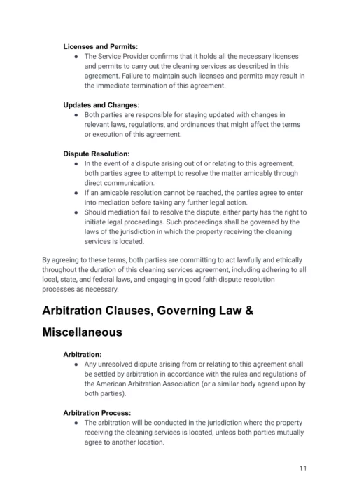 Airbnb Cleaning Contract Agreement Template