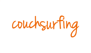 Airbnb Hosting Couchsurfing logo on a white background, representing the spirit of hospitality.