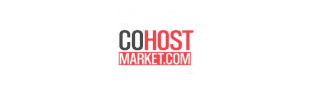 Airbnb Hosting Cohost market com logo on a white background for Airbnb hosting.