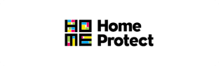 Airbnb Hosting Home protect logo with Airhbnb Hosting on a white background.