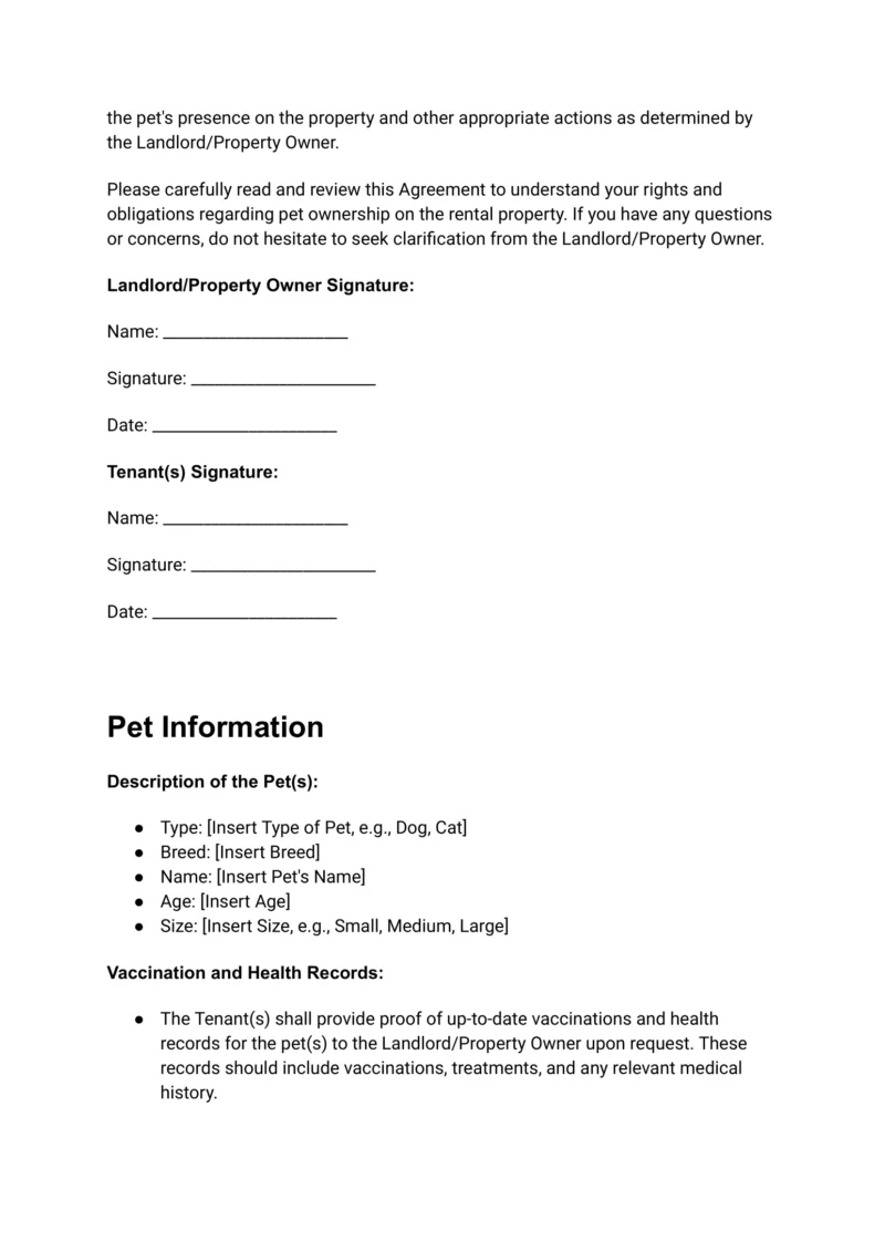 Pet Agreement For Vacation Rental Airbnb Hosts