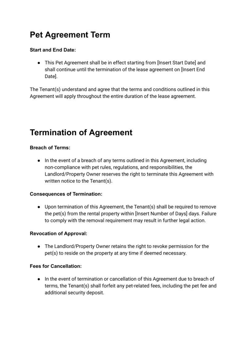 Pet Agreement For Vacation Rental Airbnb Hosts