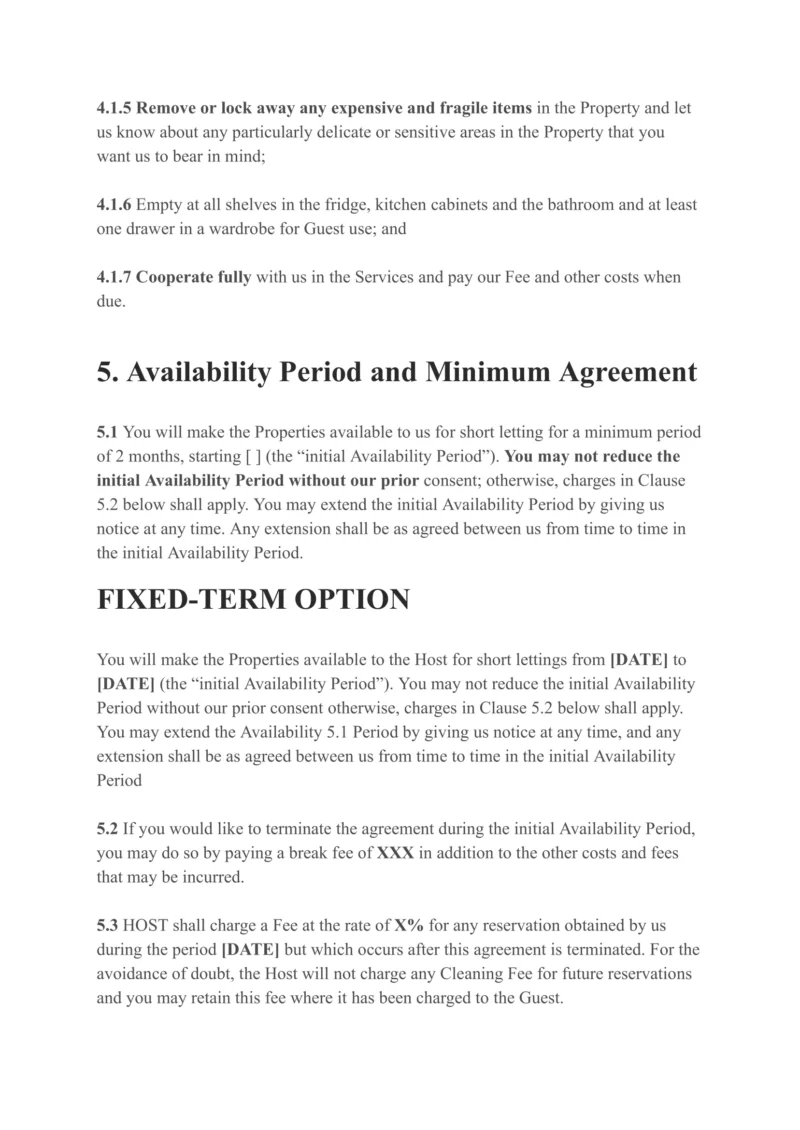 Airbnb Property Management Contract