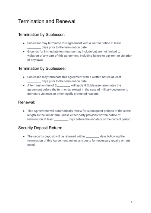 Airbnb Sublease Agreement Template