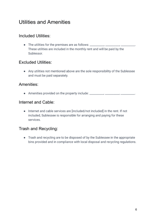 Airbnb Sublease Agreement Template