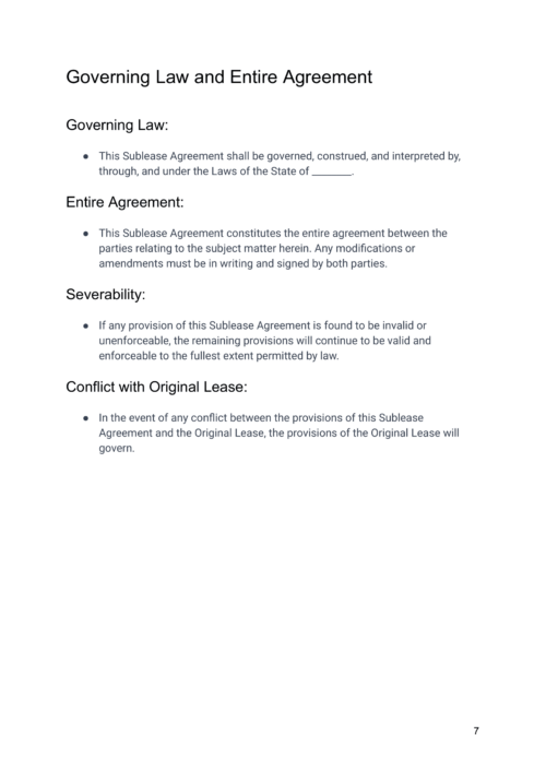 Airbnb Sublease Agreement Template