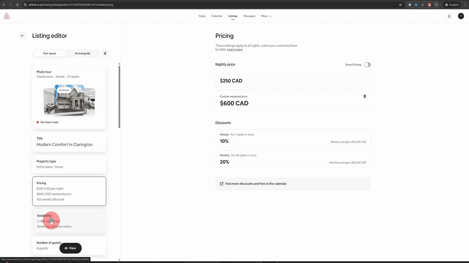 Setting pricing for your Airbnb listing
