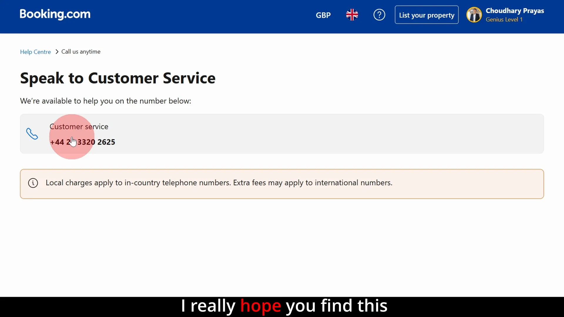 Call customer service option with local phone number